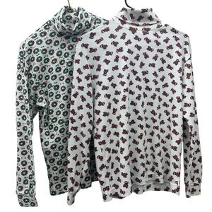 2 pack Christmas themed womans Long Sleeve Turtleneck Tops